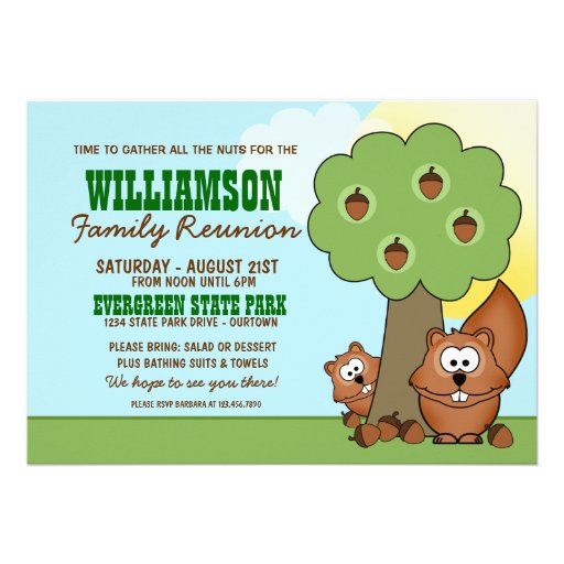 Squirrel Family Reunion Invitations (front side)