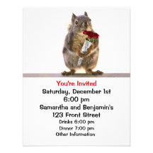 Squirrel Holding Red Rose Bouquet Custom Announcement