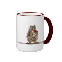 Squirrel Holding Red Rose Bouquet Mug