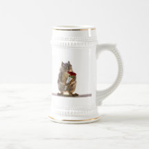 Squirrel Holding Red Rose Bouquet Mug