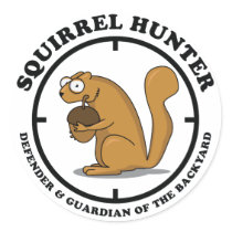 Squirrel Hunter Round Sticker