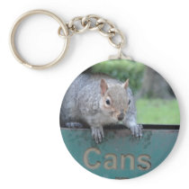 Squirrel in litter bin key chains