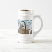 Squirrel in Snowy Basket in Winter Photo Mugs