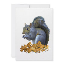 Squirrel on Golden Leaves Personalized Announcement