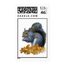 Squirrel on Golden Leaves Stamps