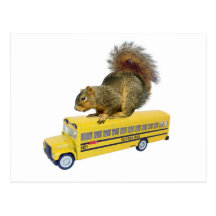 Squirrel on School Bus Post Card