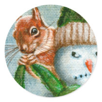 Squirrel on Snowman Sticker
