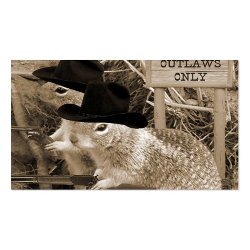 Squirrel Outlaws In The Old West Business Card (back side)