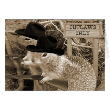 Squirrel Outlaws In The Old West Card