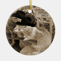 Squirrel Outlaws In The Old West Christmas Ornaments