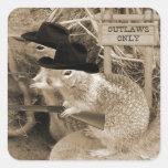 Squirrel Outlaws In The Old West Square Stickers