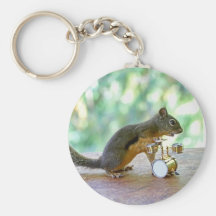 Squirrel Playing Drums Key Chains