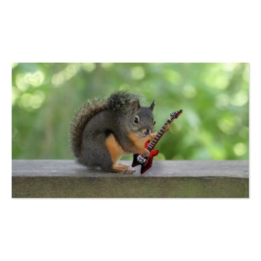 Squirrel Playing Electric Guitar Business Card Template (back side)