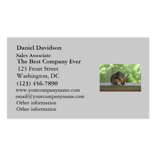 Squirrel Playing Electric Guitar Business Card Template (front side)