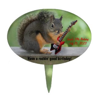 Squirrel Playing Electric Guitar Cake Toppers