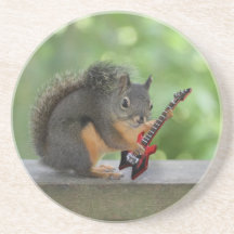 Squirrel Playing Electric Guitar Coaster
