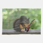 Squirrel Playing Electric Guitar Kitchen Towels