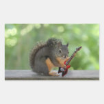 Squirrel Playing Electric Guitar Rectangular Sticker