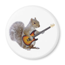 Squirrel Playing Guitar Fridge Magnets