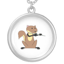 Squirrel Playing the Flute Custom Jewelry