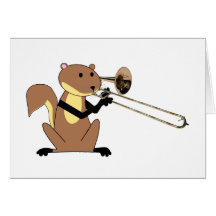 Squirrel Playing the Trombone Greeting Cards