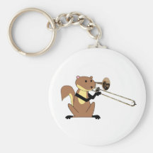 Squirrel Playing the Trombone Keychain