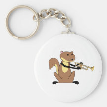 Squirrel Playing the Trumpet Key Chains