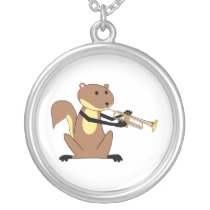Squirrel Playing the Trumpet Necklaces