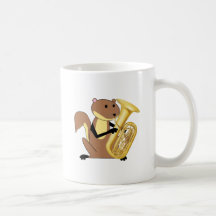 Squirrel Playing the Tuba Coffee Mugs