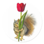 Squirrel Red Tulip Stickers stickers