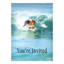 Squirrel Surfer On The Sea Invitation