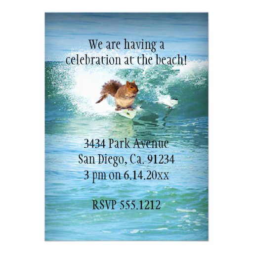Squirrel Surfer On The Sea Invitation