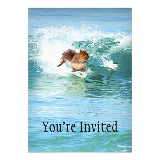 Squirrel Surfer On The Sea Invitation