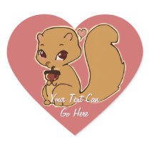 Squirrel with Acorn Heart Stickers