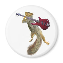 Squirrel with Red Guitar magnets