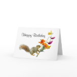 Squirrel with Wildflowers Birthday Card cards