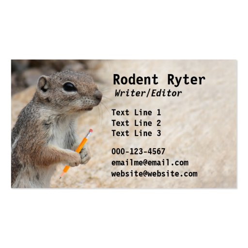 Squirrel Writer Business Card Template (front side)