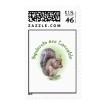 Squirrels are Loveable postage