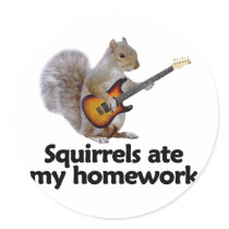 Squirrels ate my homework round stickers