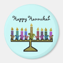 Squirrels Hannukah Menorah Magnets