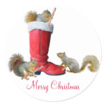 Squirrels in Santa's Boot Stickers stickers