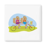Squirrels on a Tandem Bike Fridge Magnet
