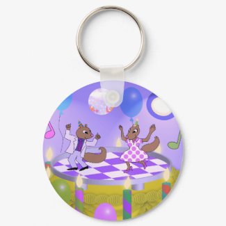 Squirrels on Cake keychain