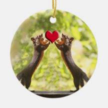 Squirrels with Heart Christmas Tree Ornament