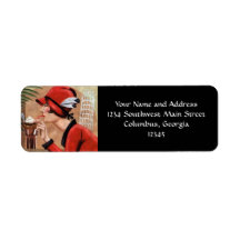 Squisito Cioccolato Italian Chocolate Woman in Red Custom Return Address Labels