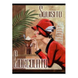 Squisito Cioccolato Italian Chocolate Woman in Red postcards