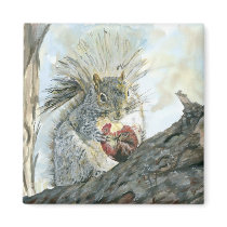 Squrrel with apple magnet
