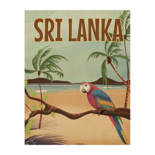 Sri Lanka Beach vintage travel poster Wood Wall Art Zazzle