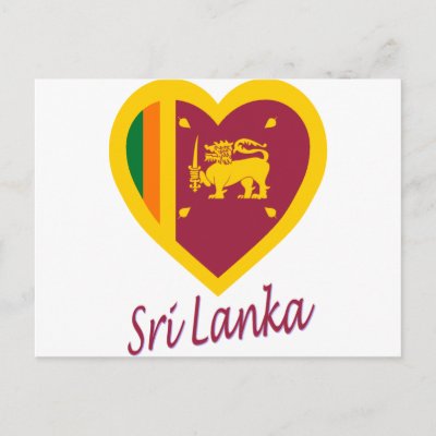 Sri Lanka Flag Heart Post Card