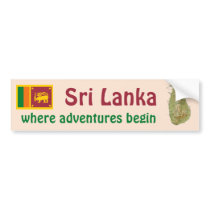Sri Lanka Flag + Map Bumper Sticker